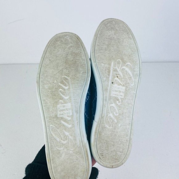 Gucci Blue Denim Monogrammed GG Logo Leather Trim Low Top Tennis Trainers UK 3 - Picture 10 of 10